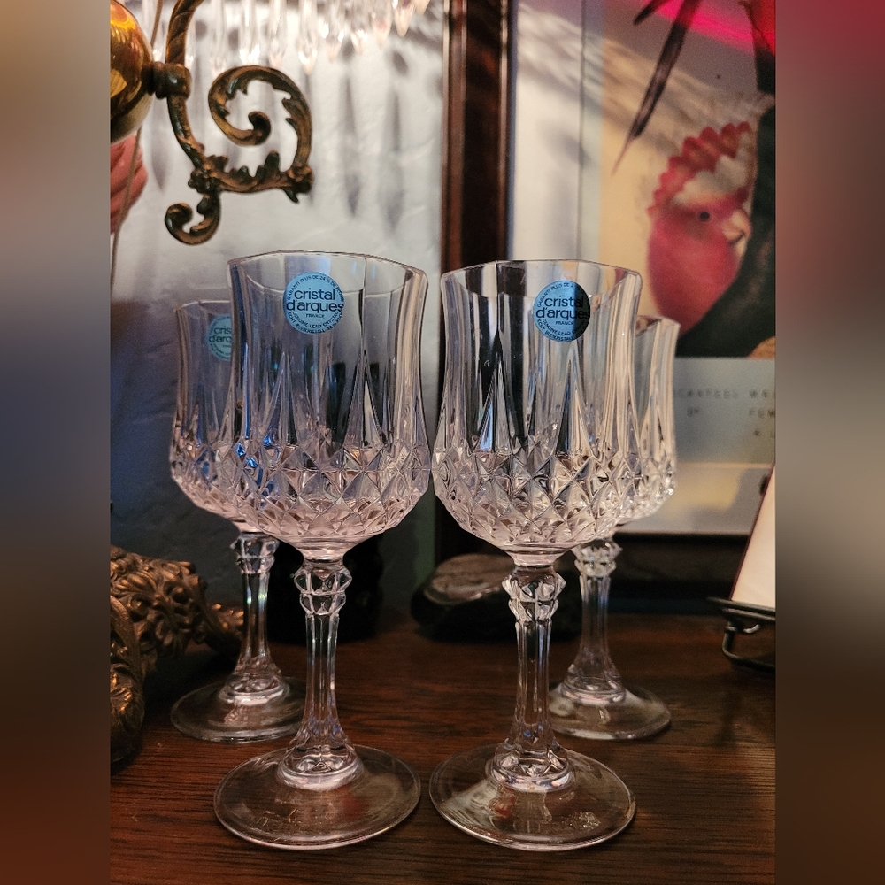 4 Cristal D’Arques France Stemmed Cordial Wine Glasses 4.75" Lead Free Crystal
